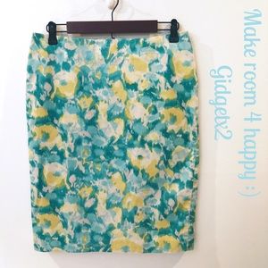 Talbots turquoise floral print pencil skirt Size 8